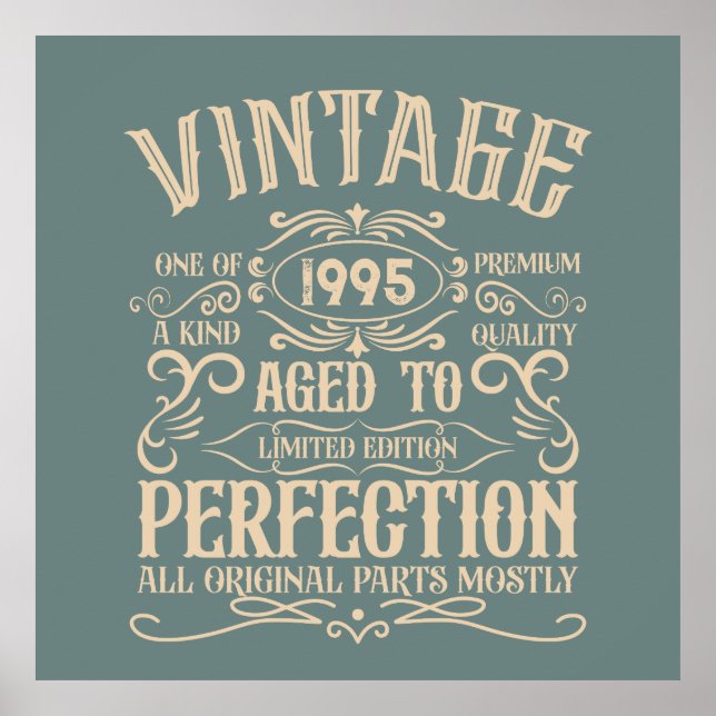 Personalized Thirty vintage 30th birthday party Poster (Front)