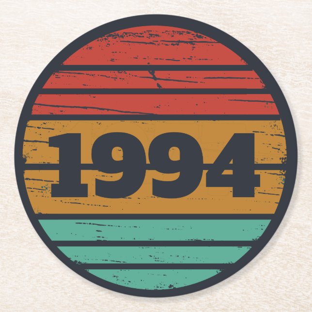 Personalized Thirty vintage 30th birthday party Round Paper Coaster (Front)