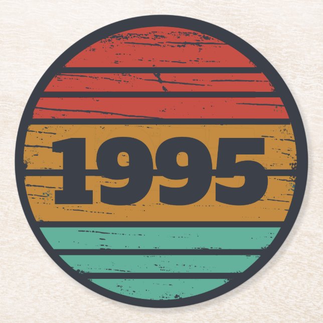 Personalized thirty vintage 30th birthday party round paper coaster (Front)