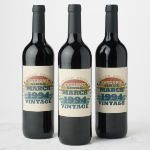Personalized Thirty vintage 30th birthday party Wine Label