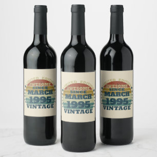 Personalized Thirty vintage 30th birthday party Wine Label