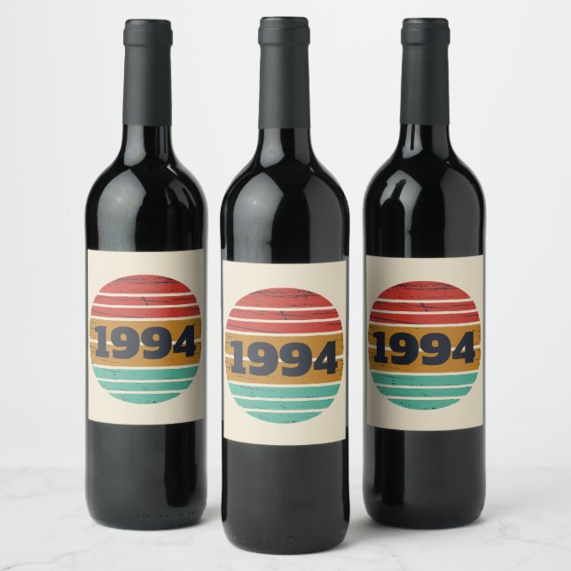 Personalized Thirty vintage 30th birthday party Wine Label (Bottles)