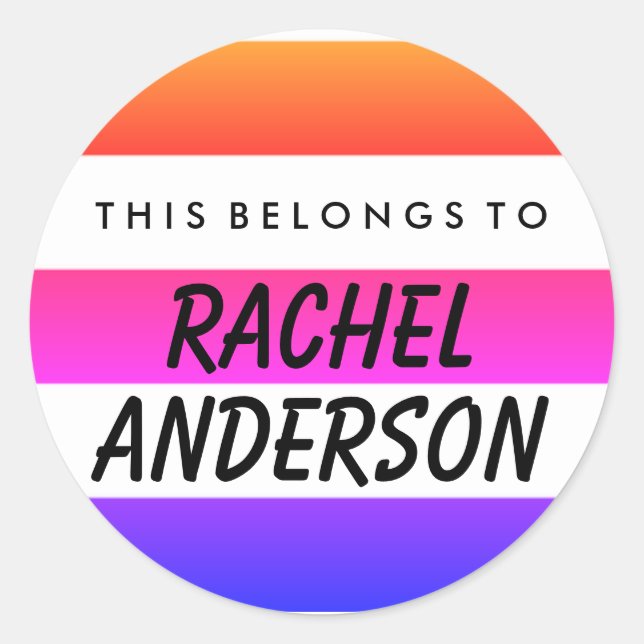 Personalized This Belongs To Round Sticker (Front)