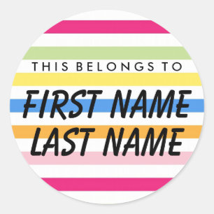 Personalized This Belongs To Round Sticker