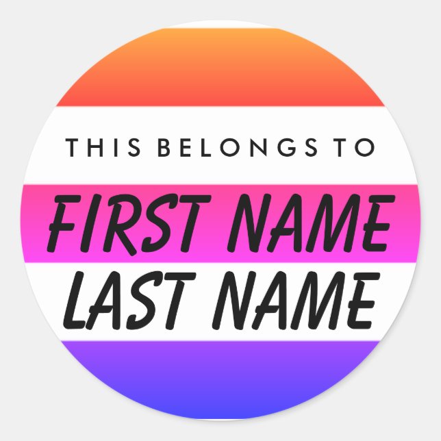 Personalized This Belongs To Round Sticker (Front)