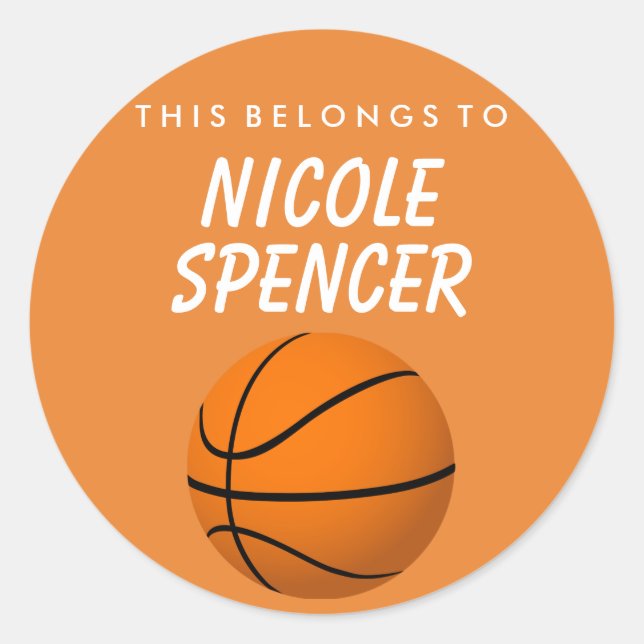 Personalized This Belongs To Sticker -  Basketball (Front)