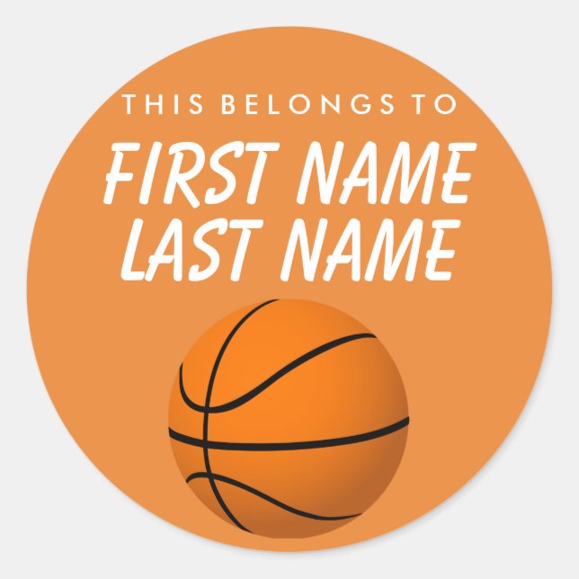 Personalized This Belongs To Sticker -  Basketball (Front)