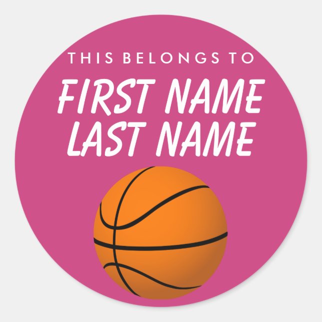 Personalized This Belongs To Sticker -  Basketball (Front)