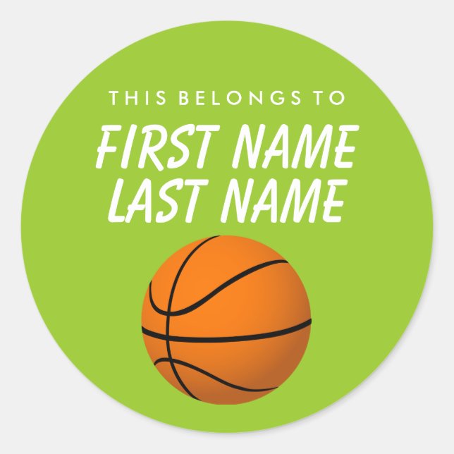 Personalized This Belongs To Sticker -  Basketball (Front)