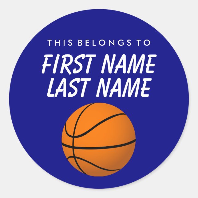 Personalized This Belongs To Sticker -  Basketball (Front)