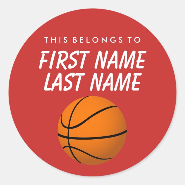 Personalized This Belongs To Sticker -  Basketball (Front)