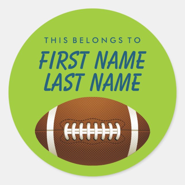 Personalized This Belongs To Sticker -  Football (Front)