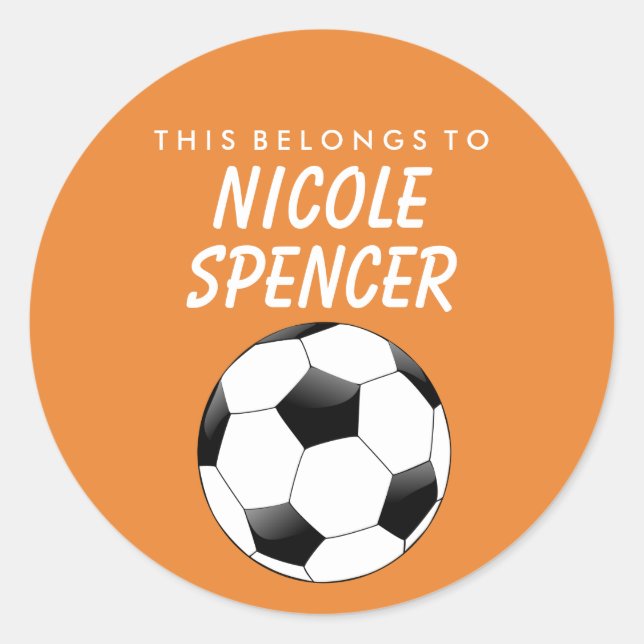 Personalized This Belongs To Sticker - Soccer (Front)