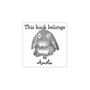 Personalized  - This book belongs to - Rabbit Rubber Stamp