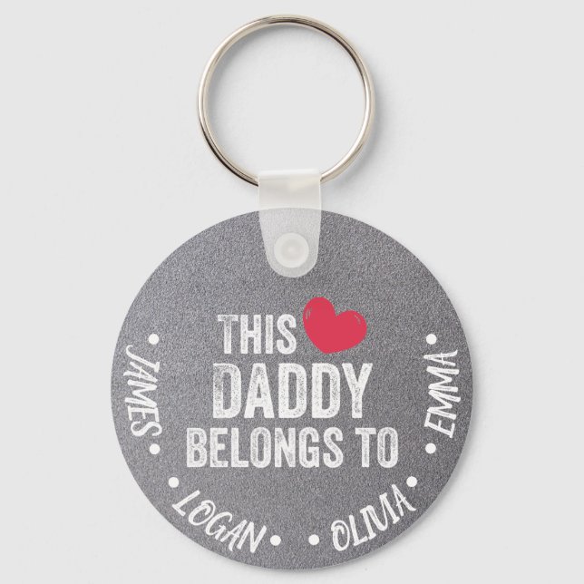 Personalized This Daddy belongs to Custom Names Keychain (Front)