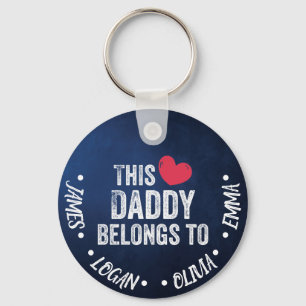 Personalized This Daddy belongs to Custom Names Keychain