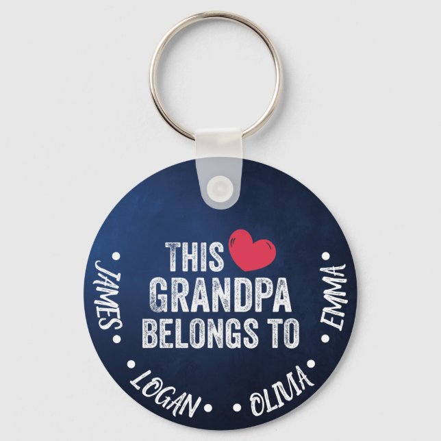 Personalized This Grandpa belongs to Custom Names  Keychain (Front)