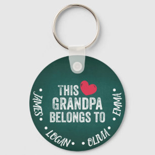 Personalized This Grandpa belongs to Custom Names Keychain