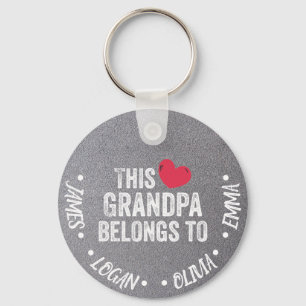 Personalized This Grandpa belongs to Custom Names Keychain