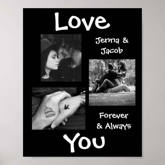 Personalized this "Love You" Couple's Photo Poster (Front)