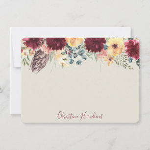 Personalized Thistle Watercolor Wine Floral Blooms Card