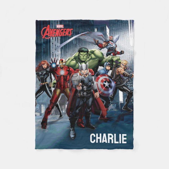 Personalized Thor Leading Avengers Fleece Blanket (Front)