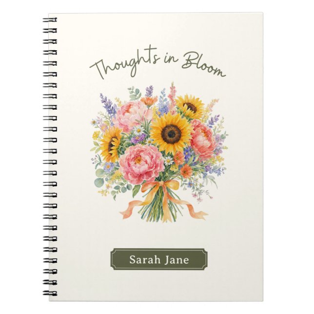 Personalized Thoughts in Bloom Floral Notebook (Front)