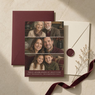 Personalized Three Generations of Gratitude Holiday Card