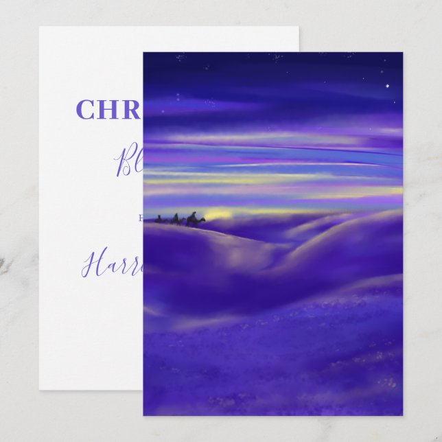 Personalized Three Kings Watercolor Christmas Holiday Card (Front/Back)