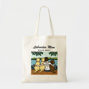 Personalized Three Labradors and Mom Tote Bag