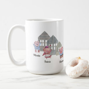 Personalized Three Little Pigs with their Houses Coffee Mug