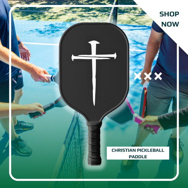 Personalized Three Nails White Cross Christian Pickleball Paddle (Three Nails White and Black Pickleball Paddle)