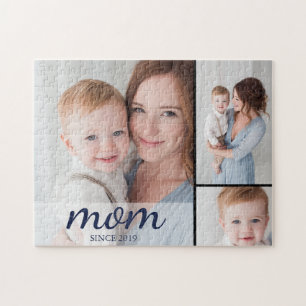 Personalized Three Photo Collage Mom Jigsaw Puzzle
