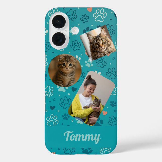 Personalized Three Photo Collage & Name Phone Case (Back)