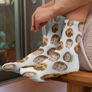 Personalized Three-Photo Face Socks   Custom Gift