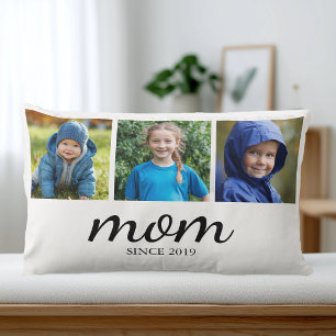 Personalized Three Photo Mom Lumbar Pillow