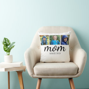 Personalized Three Photo Mom Throw Pillow