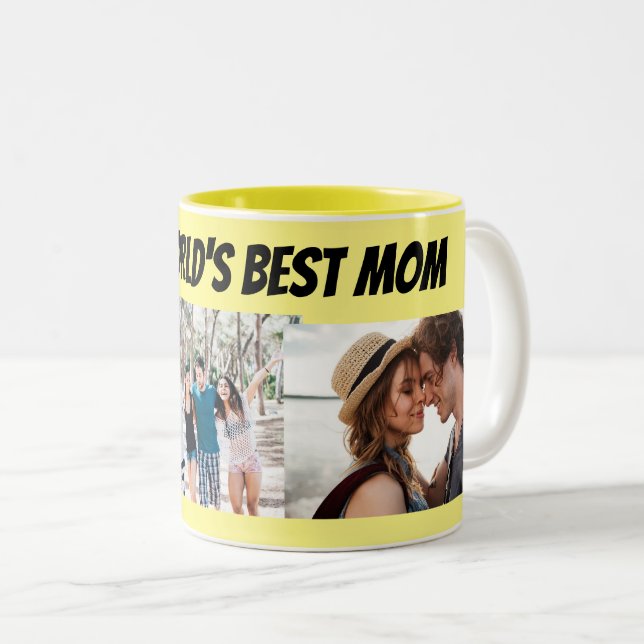Personalized Three photo Mother's Day Two-Tone Coffee Mug (Front Right)