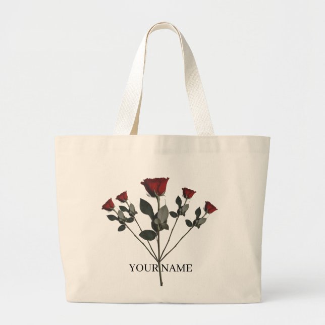Personalized Three Red Roses Tote Bag | Custom  (Front)