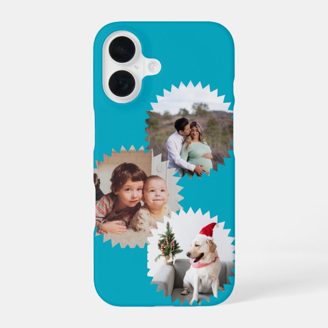 Personalized Three Star Photos Customizable iPhone 16 Case (Back)