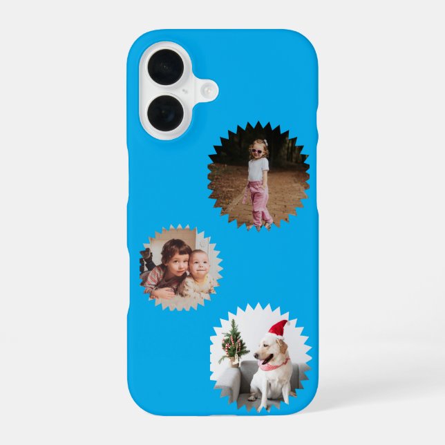 Personalized Three Star Photos Customizable iPhone 16 Case (Back)