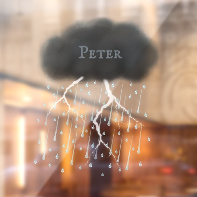 Personalized Thunderstorm Cloud Rain & Lightning  Window Cling (Sheet 2)
