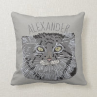 Personalized Tibetan Pallas Cat Grey Throw Pillow
