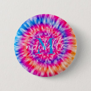 Personalized Tie Dye 2 Inch Round Button