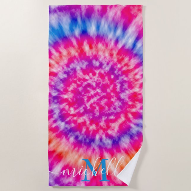 Personalized Tie Dye Beach Towel (Front)