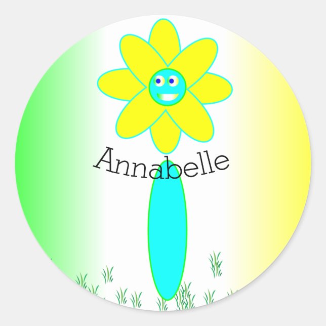 Personalized Tie Dye Daisy Flower Classic Round Sticker (Front)