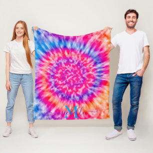 Personalized Tie Dye Fleece Blanket