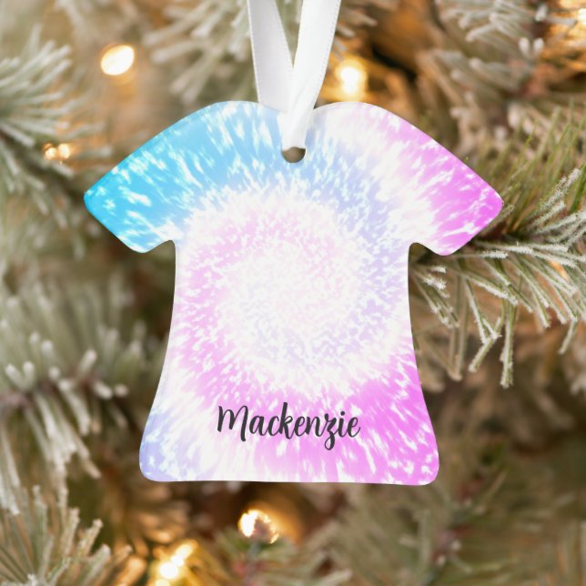 Personalized Tie Dye Hippy Swirl TShirt Christmas Ornament (Tree)