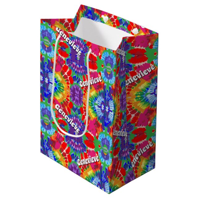 Personalized Tie-Dye Medium Gift Bag (Front Angled)