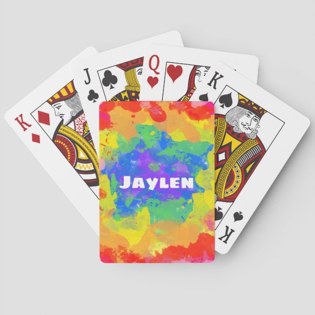 Personalized Tie Dye Rainbow Playing Cards (Back)